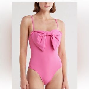 Pink One-Piece Swimsuit with Bow